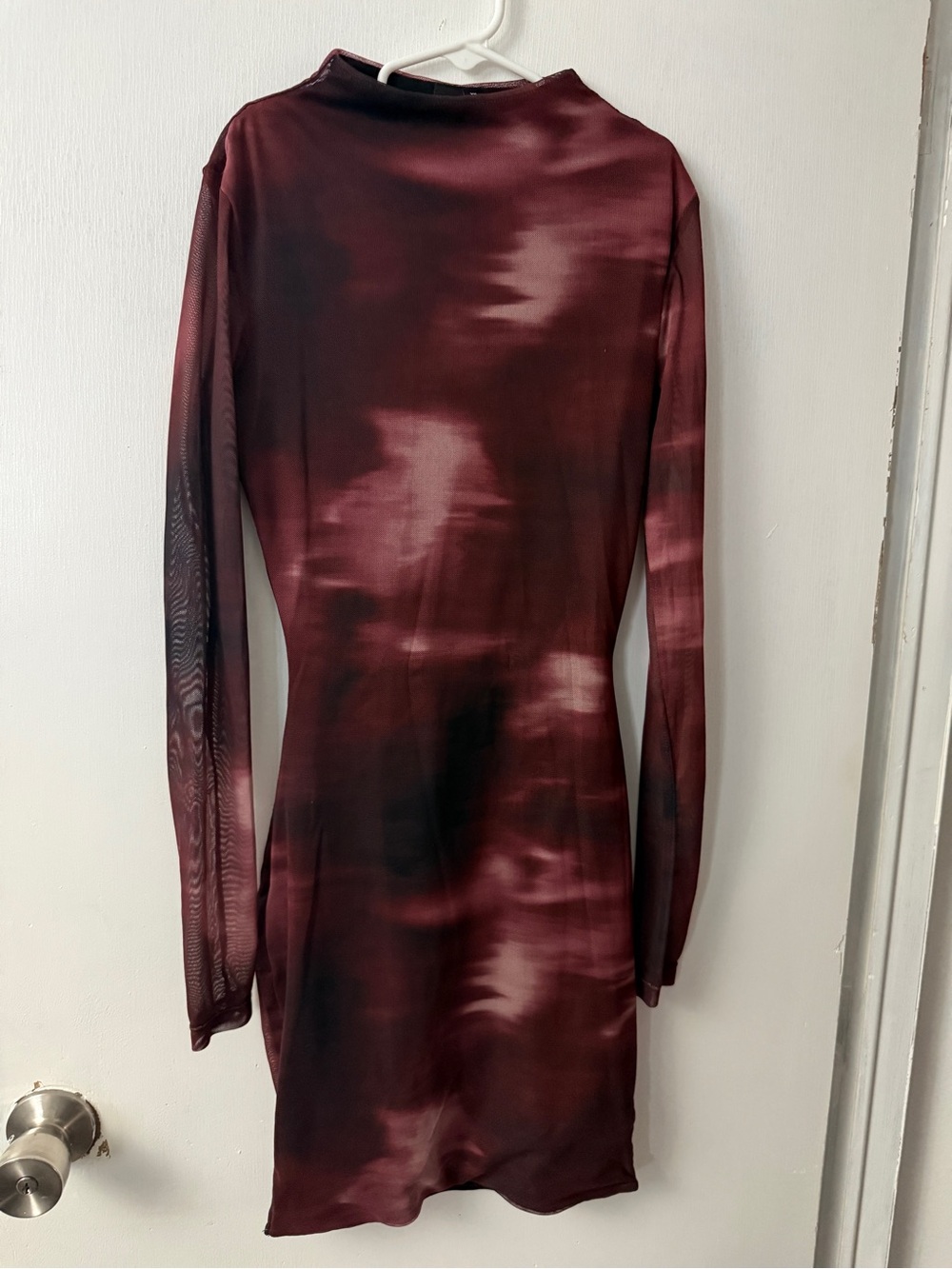 Windsor Long-Sleeve Burgundy Tie-Dye Bodycon Dress